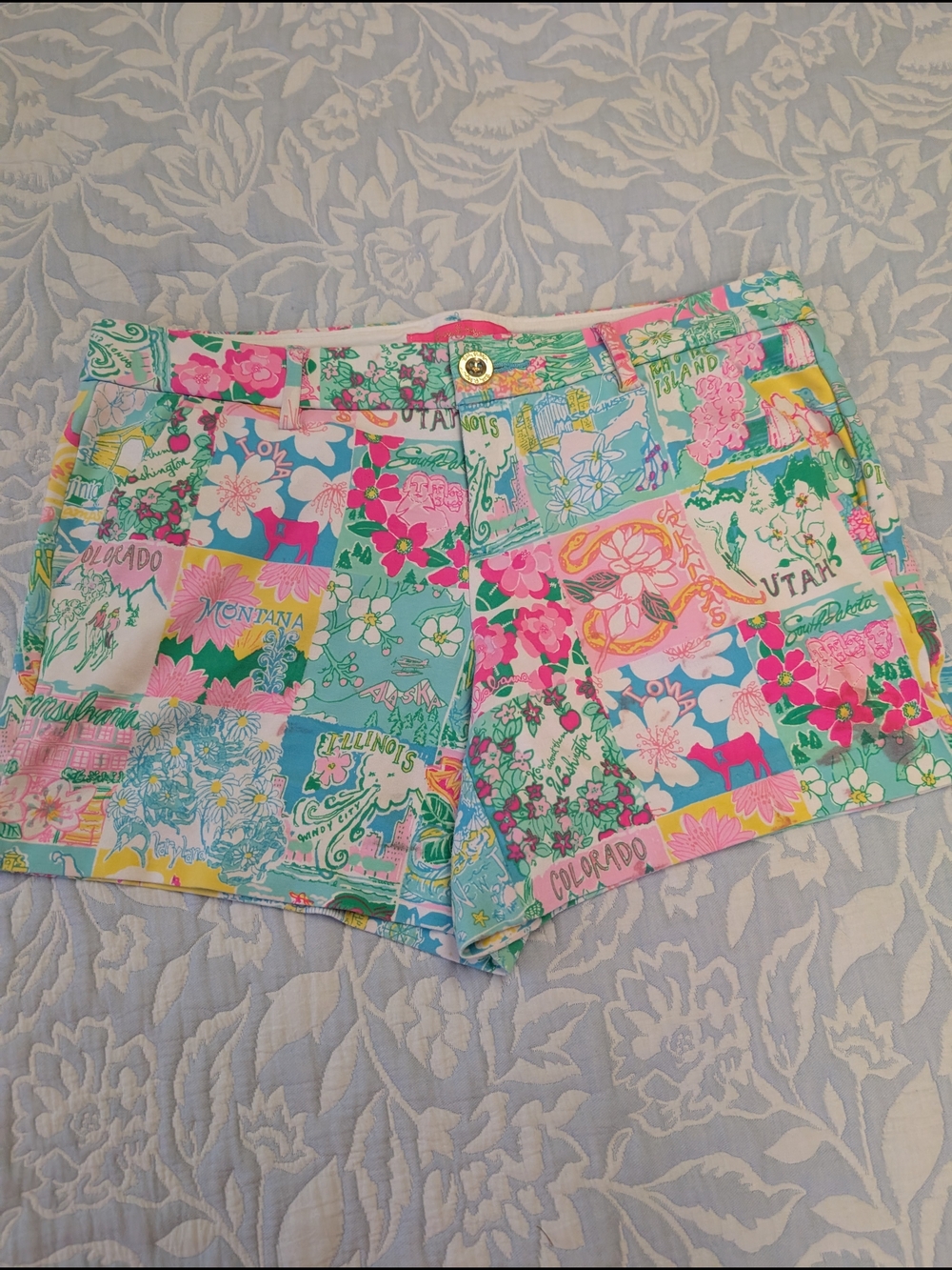 Lilly Pulitzer Pastel Patchwork Floral High-Waist Shorts